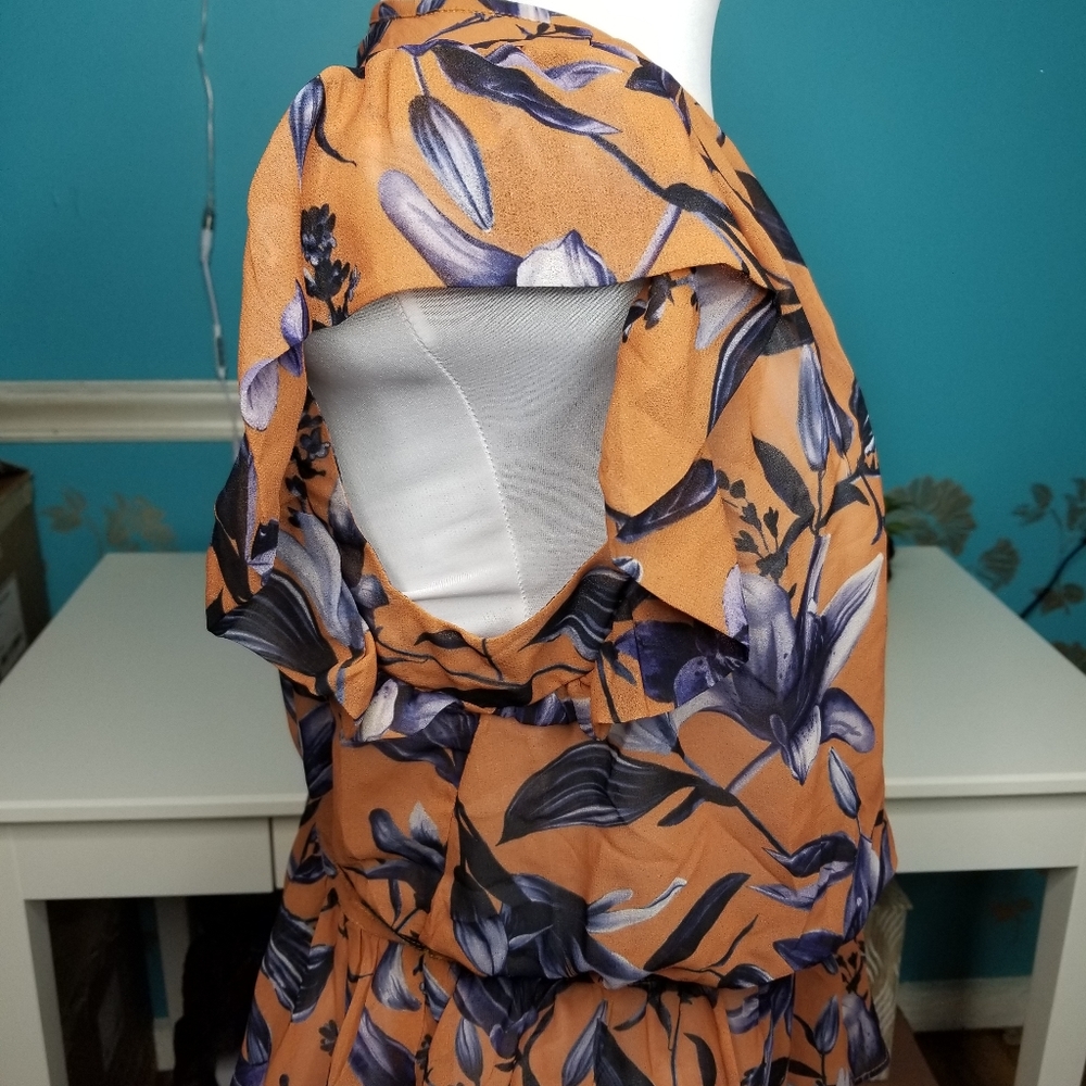 Wayward Fancies Wrap Blouse Orange Blue Floral - Picture 5 of 13